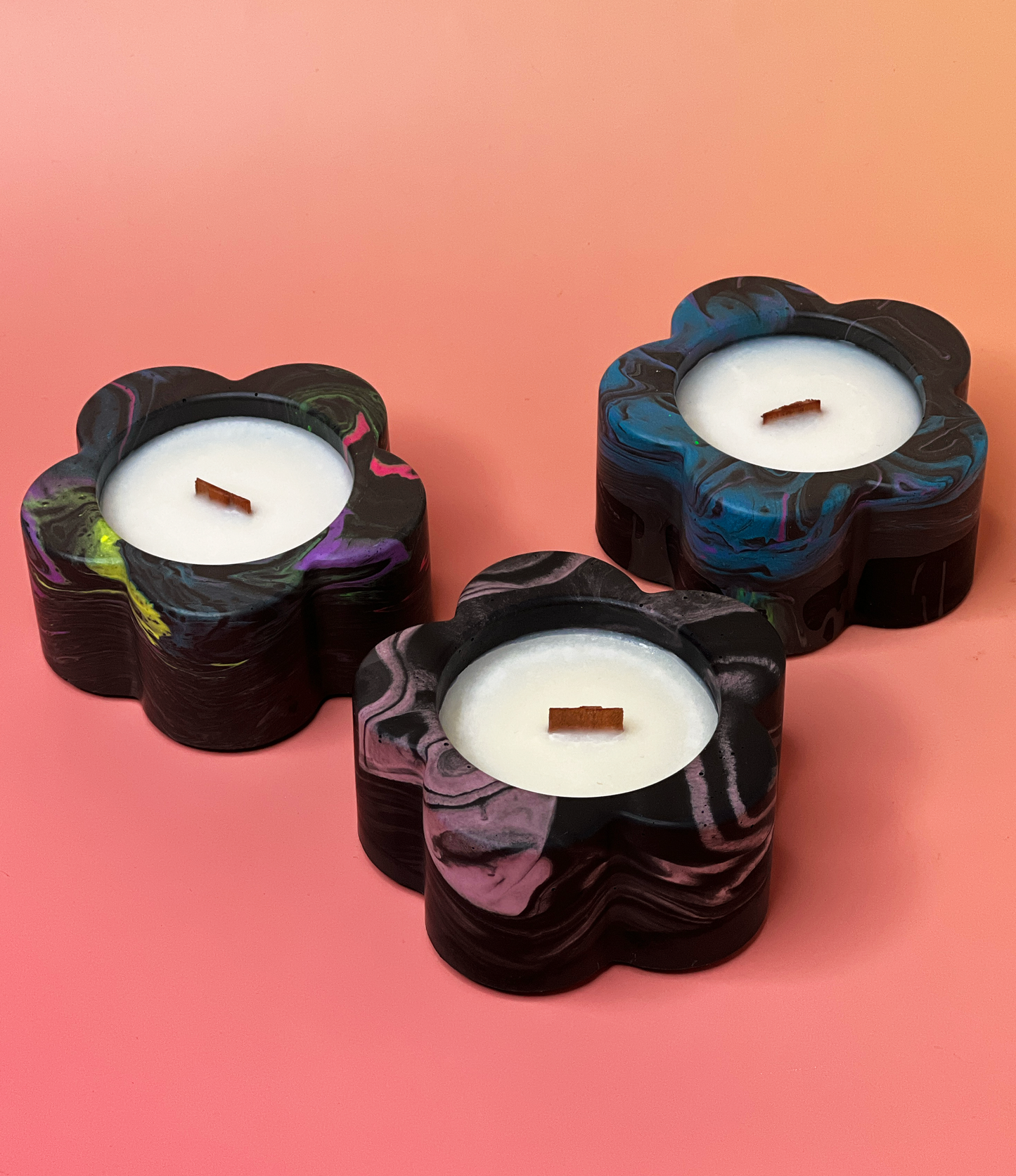 Mini Jesmonite Candle Gift – Colorful Flower Candles for the Scent-Loving Crowd
