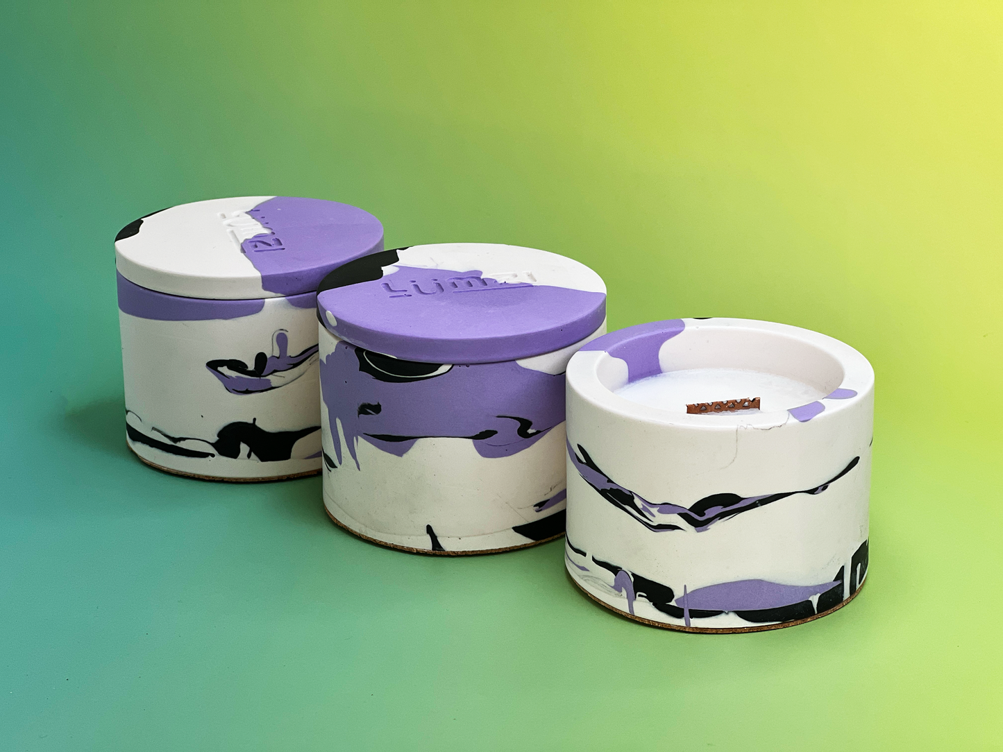 Pigment Crash Candle – Bold Marbled Statement Candles – Black & White Jesmonite Jar – Color Pop Home Decor – Unique Handmade Shelf Gift