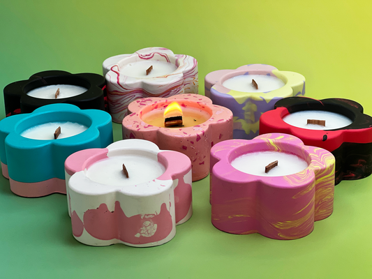 Mini Jesmonite Candle Gift – Colorful Flower Candles for the Scent-Loving Crowd