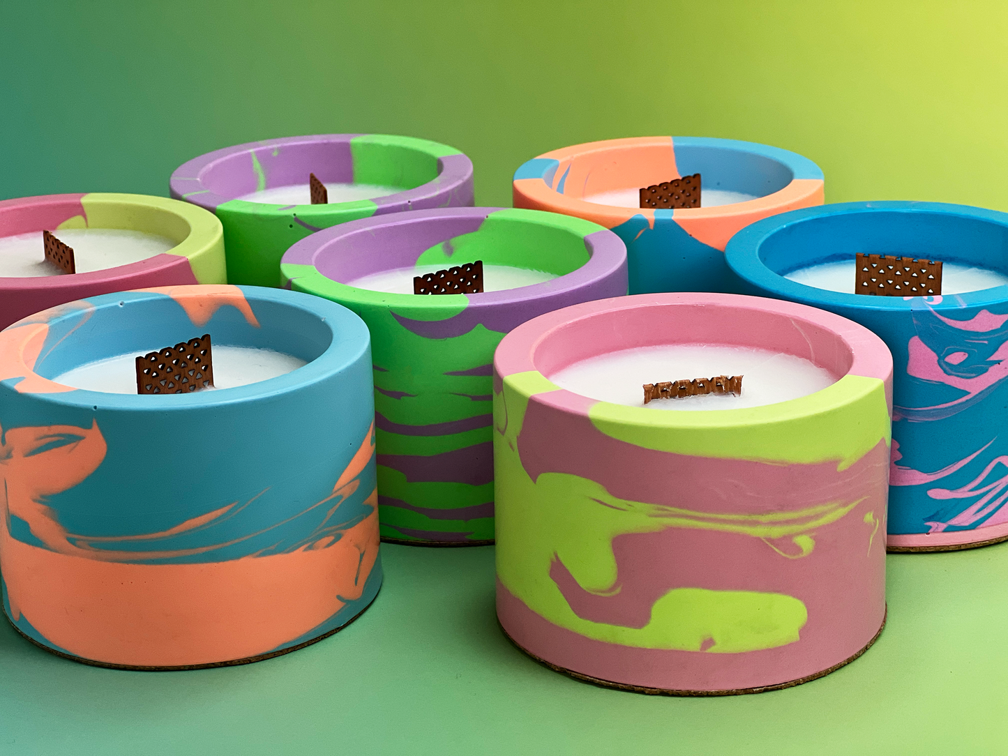 Melt Mode – Neon Swirled Jesmonite Candle | Bold Colour + Scent Combos