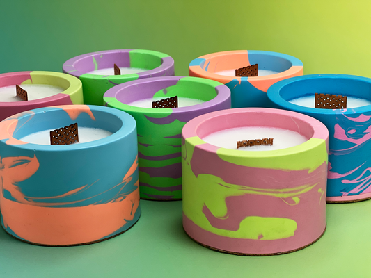 Melt Mode – Neon Swirled Jesmonite Candle | Bold Colour + Scent Combos