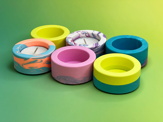 Scooplets – Colorful Jesmonite Tea Light Holders | Set of 4