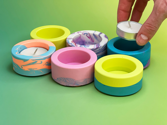Scooplets – Colorful Jesmonite Tea Light Holders | Set of 4
