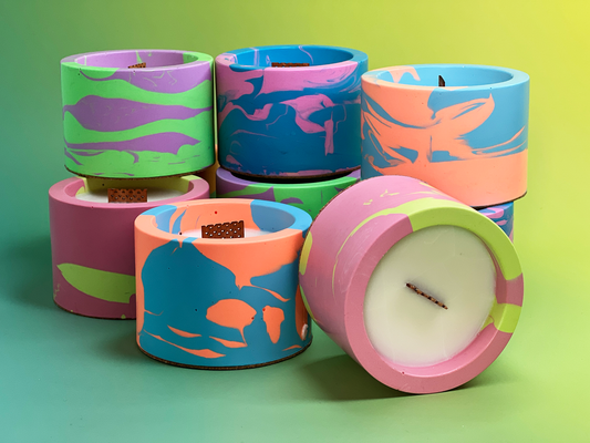 Melt Mode – Neon Swirled Jesmonite Candle | Bold Colour + Scent Combos