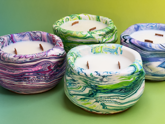 Squidge Candle – Sculptural Jesmonite Candle – Chunky Blobby Shelf Decor – Handmade Gift