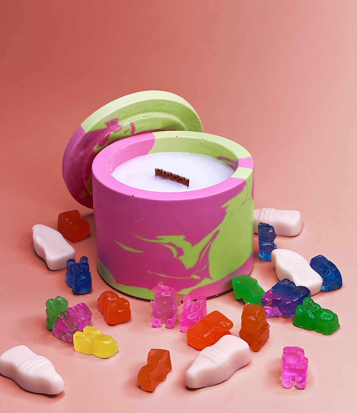 Melt Mode – Neon Swirled Jesmonite Candle | Bold Colour + Scent Combos