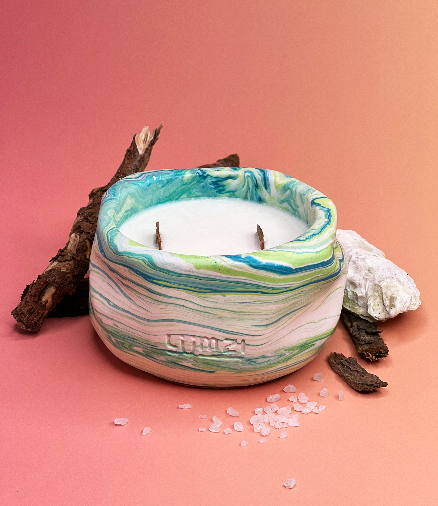 Squidge Candle – Sculptural Jesmonite Candle – Chunky Blobby Shelf Decor – Handmade Gift