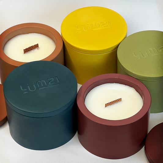 Soft Burn — Autumn Jesmonite Candle with Crackling Wooden Wick | Handcrafted Reusable Vessel
