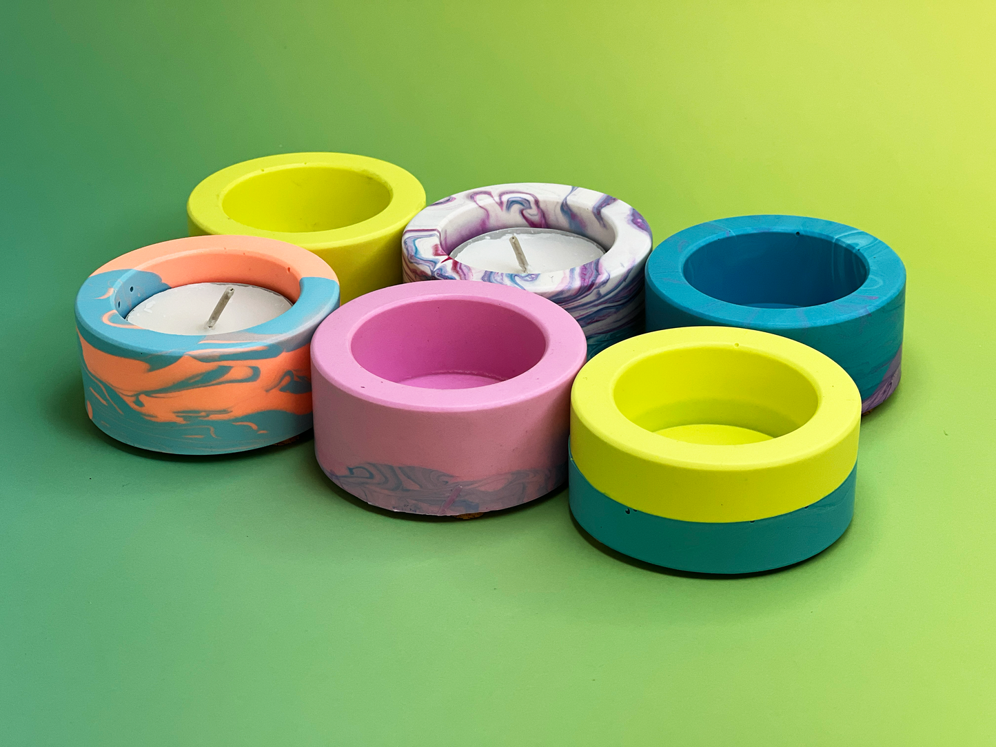 Scooplets – Colorful Jesmonite Tea Light Holders | Set of 4