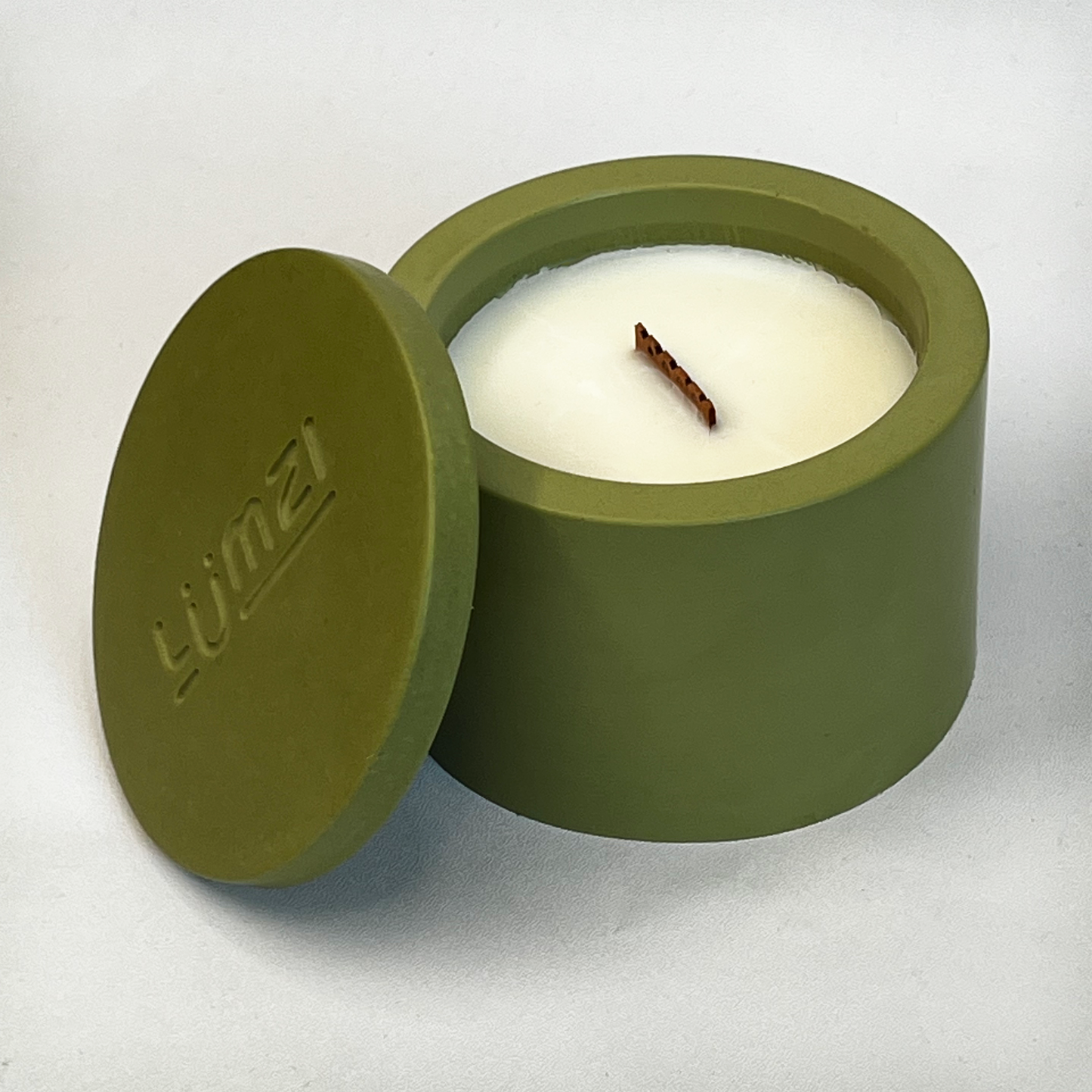 Soft Burn — Autumn Jesmonite Candle with Crackling Wooden Wick | Handcrafted Reusable Vessel