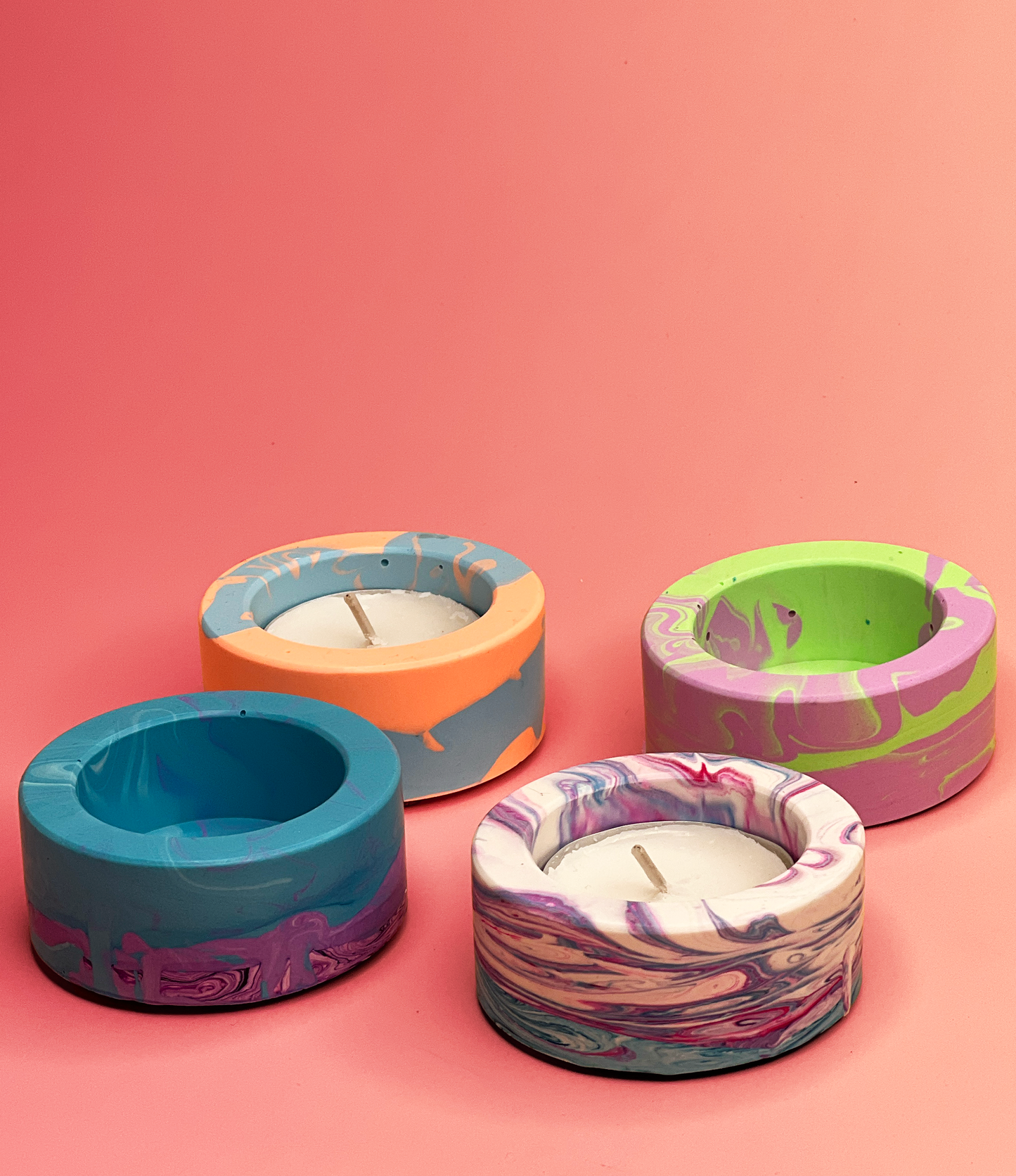 Scooplets – Colorful Jesmonite Tea Light Holders | Set of 4